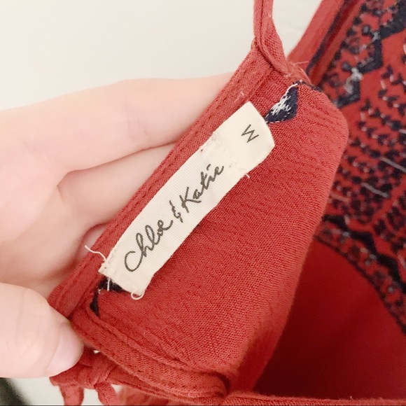 Open-Back Orange and Black Embroidered Tank Top - Picture 5 of 6